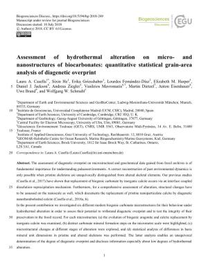 And Nanostructures of Biocarbonates: Quantitative Statistical Grain-Area Analysis of Diagenetic Overprint Laura A