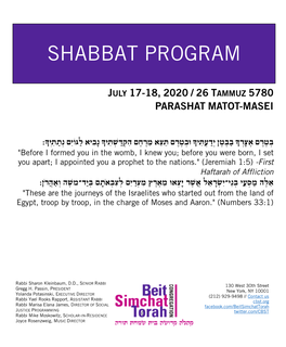Shabbat Program