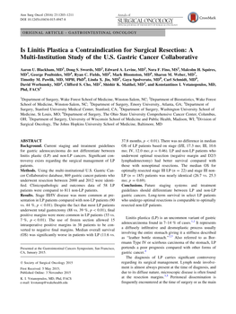 Is Linitis Plastica a Contraindication for Surgical Resection: a Multi-Institution Study of the U.S. Gastric Cancer Collaborative