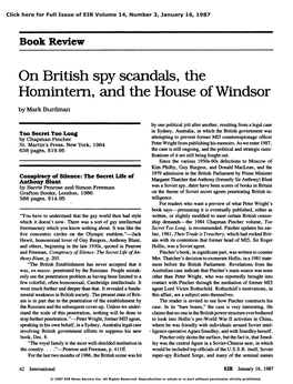 On British Spy Scandals, the Homintern, and the House of Windsor