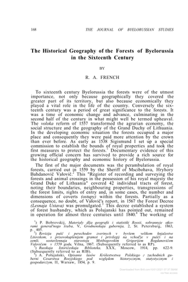 The Historical Geography of the Forests of Byelorussia in the Sixteenth Century