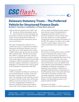 Delaware Statutory Trusts – the Preferred Vehicle for Structured Finance Deals by Robert L