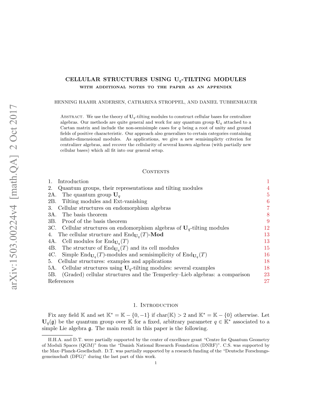 CELLULAR STRUCTURES USING Uq-TILTING MODULES with ADDITIONAL NOTES to the PAPER AS an APPENDIX