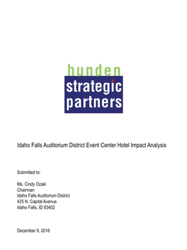Idaho Falls Auditorium District Event Center Hotel Impact Analysis