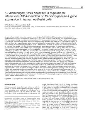 DNA Helicase) Is Required for Interleukins-13/-4-Induction of 15-Lipoxygenase-1 Gene Expression in Human Epithelial Cells