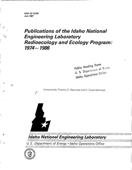 Publications of the Idaho National Engineering Laboratory Radioecology and Ecology Program: 1974-1986