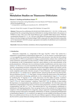 Metalation Studies on Titanocene Dithiolates