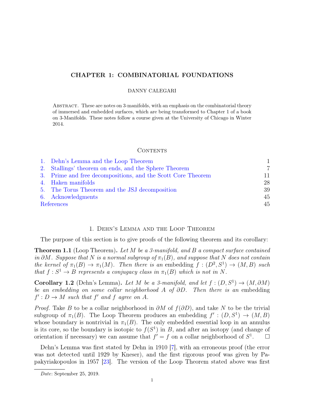 Notes on 3-Manifolds