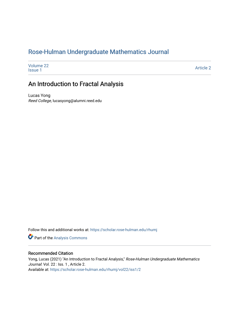 An Introduction to Fractal Analysis