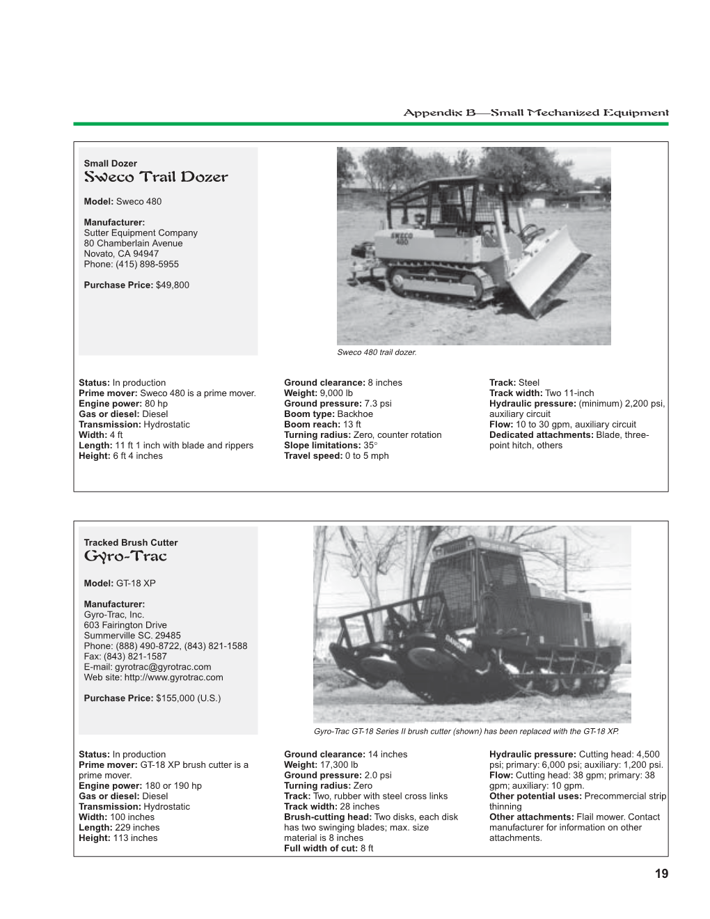 Small-Area Forestry Equipment Survey