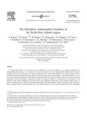The Lithosphere–Asthenosphere Boundary in the North-West Atlantic Region