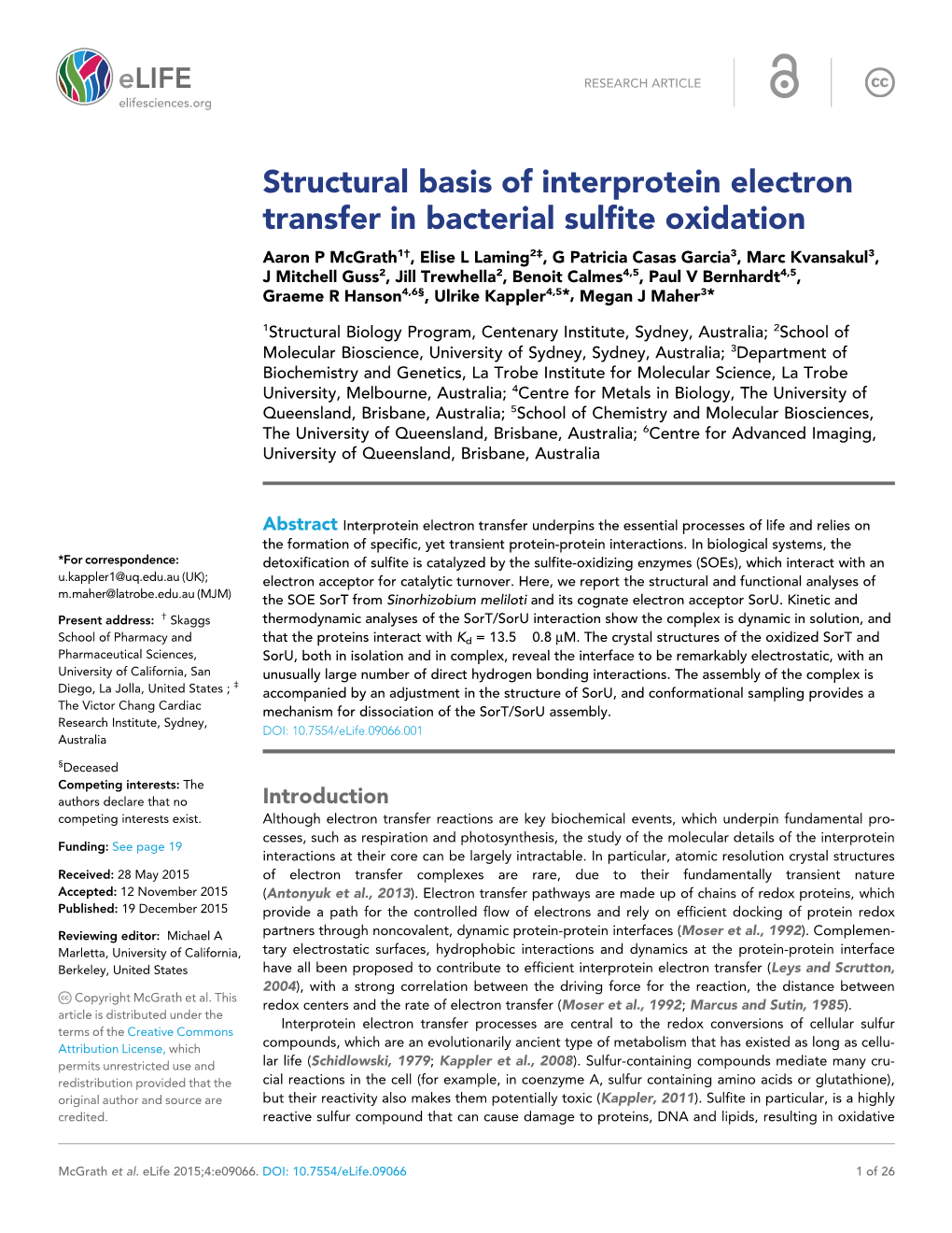 Structural Basis of Interprotein Electron Transfer in Bacterial Sulfite