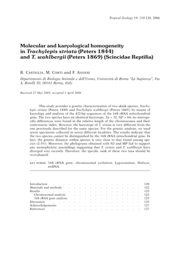 Molecular and Karyological Homogeneity in Trachylepis Striata.Pdf