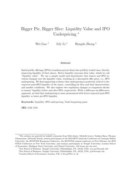Liquidity Value and IPO Underpricing ∗