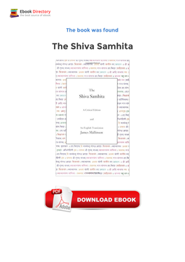 The Shiva Samhita Ebook Free Download