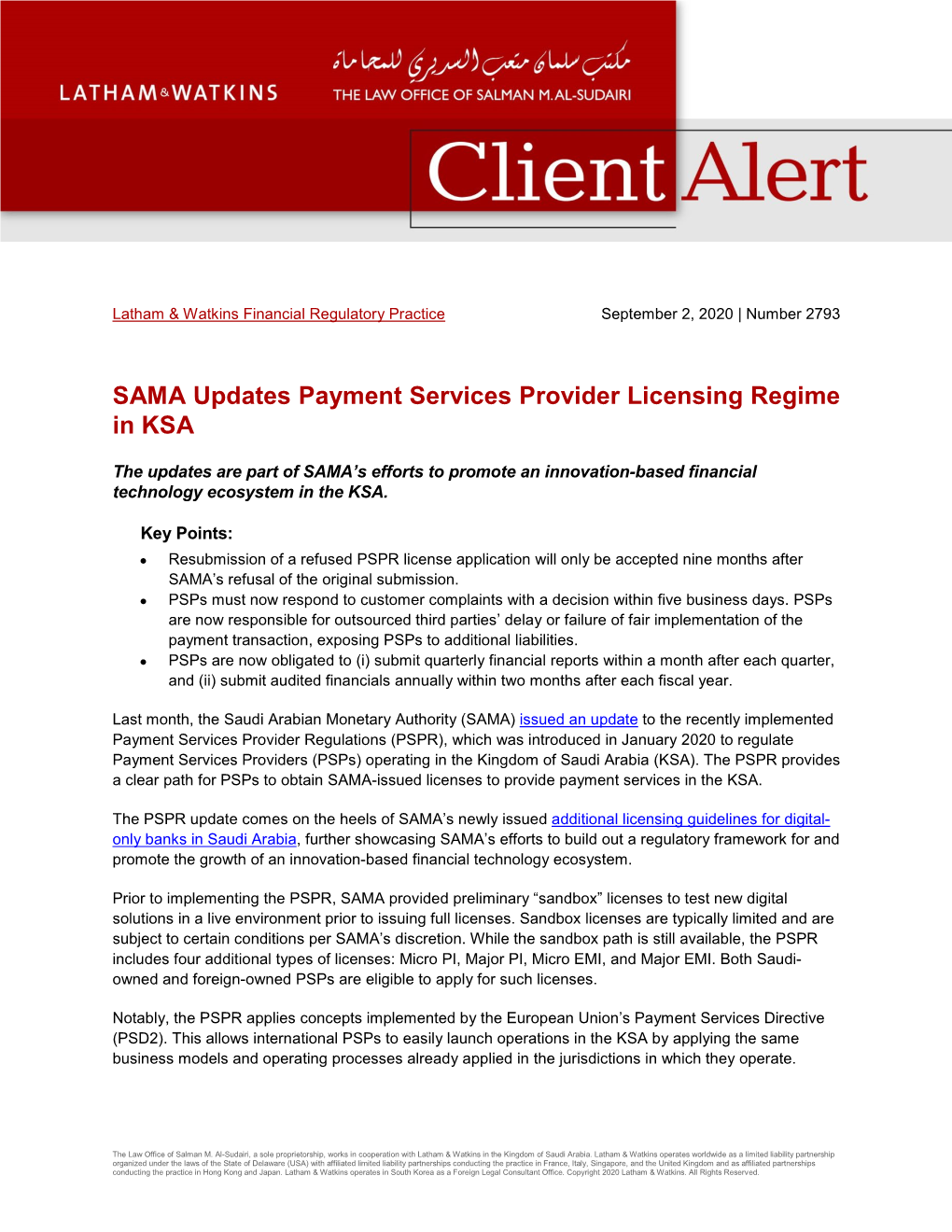 SAMA Updates Payment Services Provider Licensing Regime in KSA