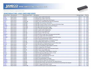 SEMICONDUCTORS: LOGIC CMOS 4000 SERIES Jameco Part# Manufacturer Manufacturer Part # Description Package Type Price 1
