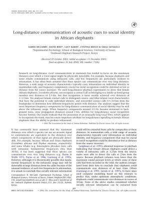 Long-Distance Communication of Acoustic Cues to Social Identity in African Elephants