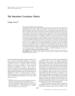 The Intraclass Covariance Matrix