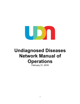 Undiagnosed Diseases Network Manual of Operations February 21, 2018