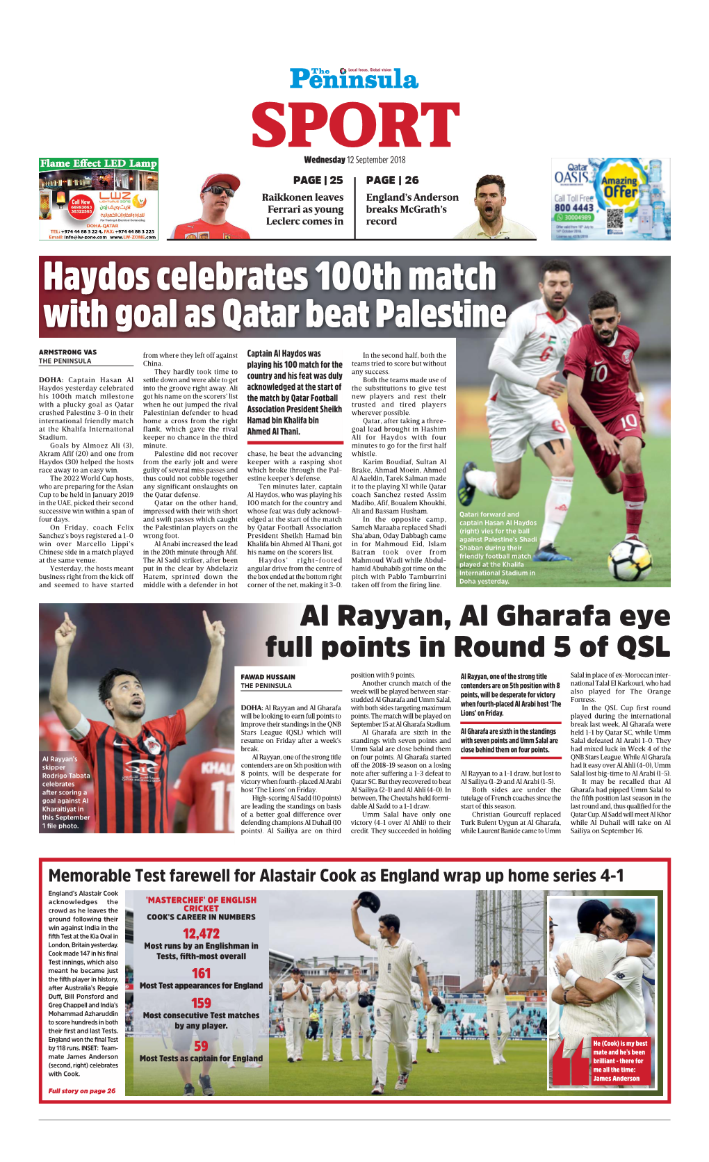 Haydos Celebrates 100Th Match with Goal As Qatar Beat Palestine