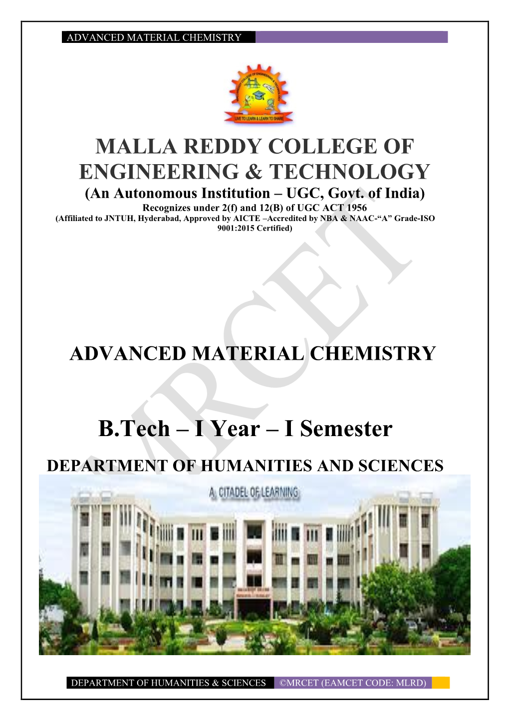 Advanced Material Chemistry