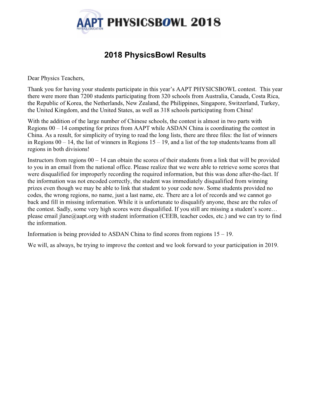 2018 Physicsbowl Results