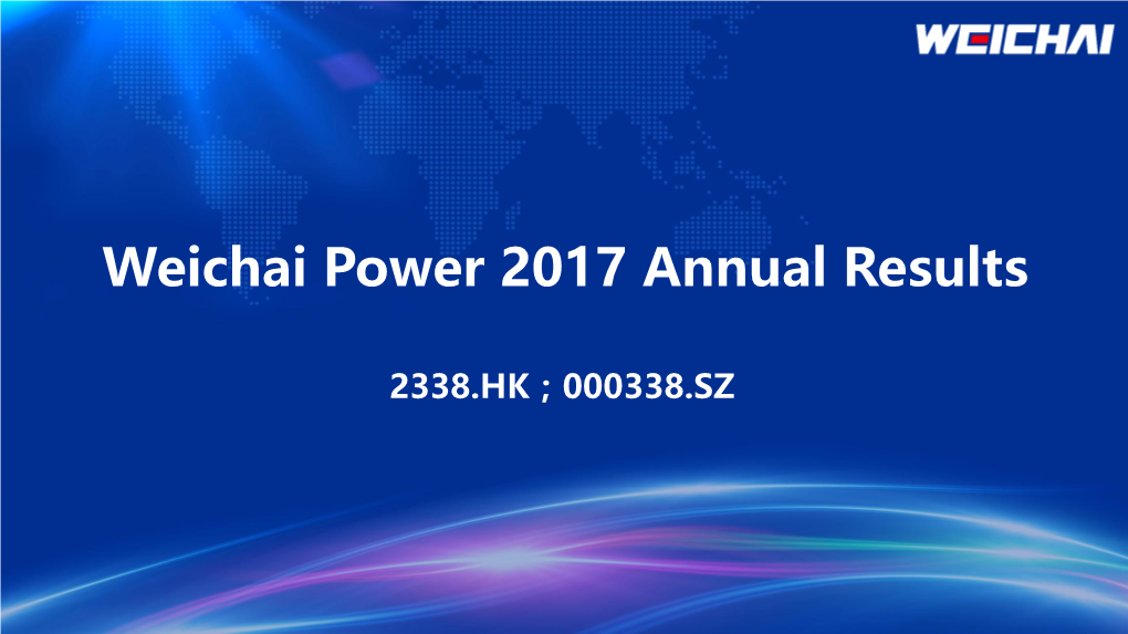 Weichai Power 2017 Annual Results