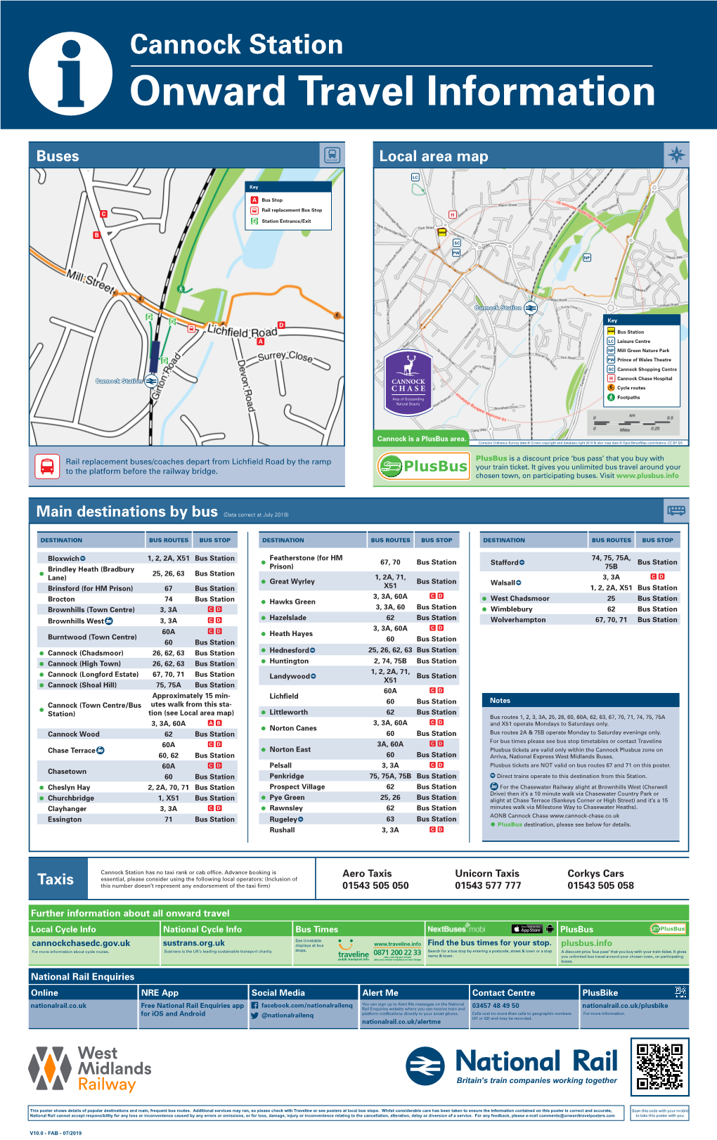 Cannock Station I Onward Travel Information Buses Local Area Map