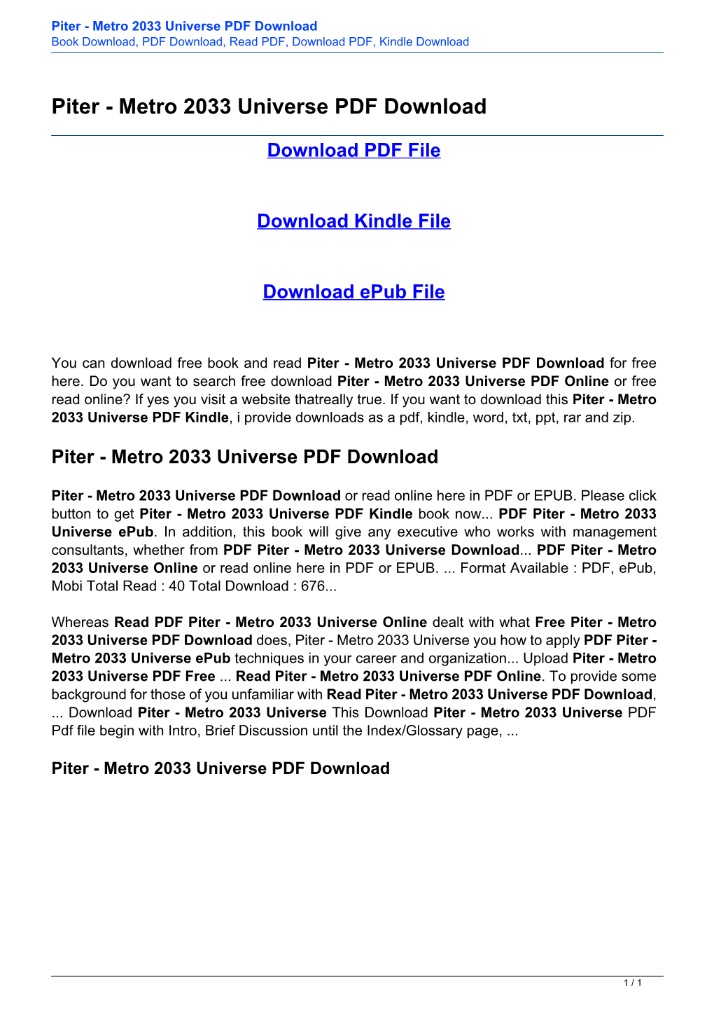 Piter - Metro 2033 Universe PDF Download Book Download, PDF Download, Read PDF, Download PDF, Kindle Download