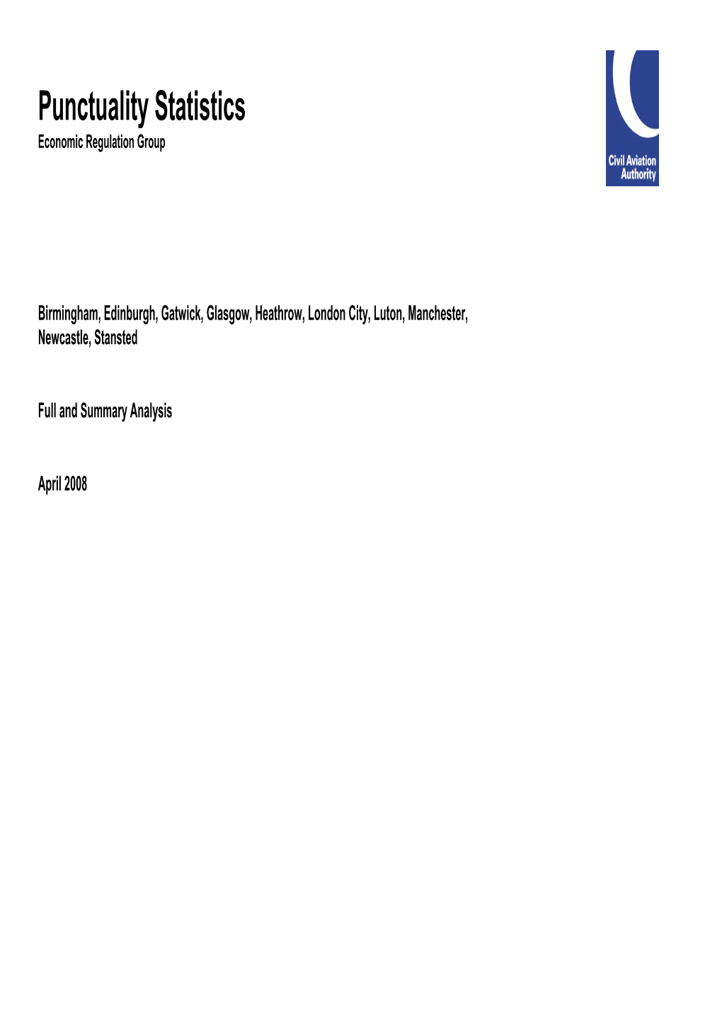 Punctuality Statistics Economic Regulation Group