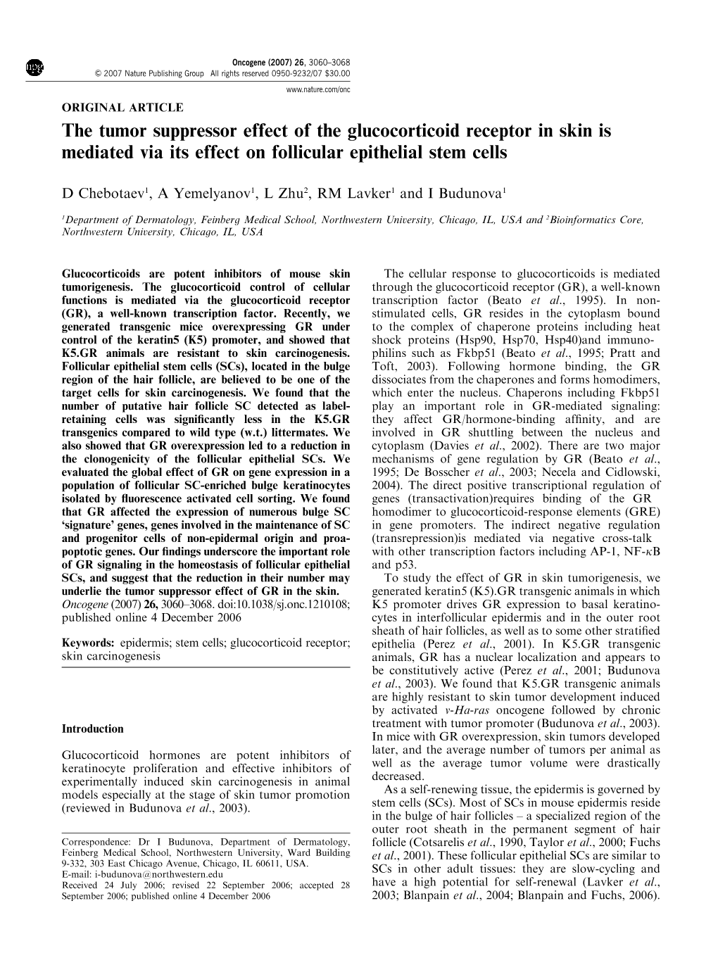 The Tumor Suppressor Effect of the Glucocorticoid Receptor in Skin Is Mediated Via Its Effect on Follicular Epithelial Stem Cells