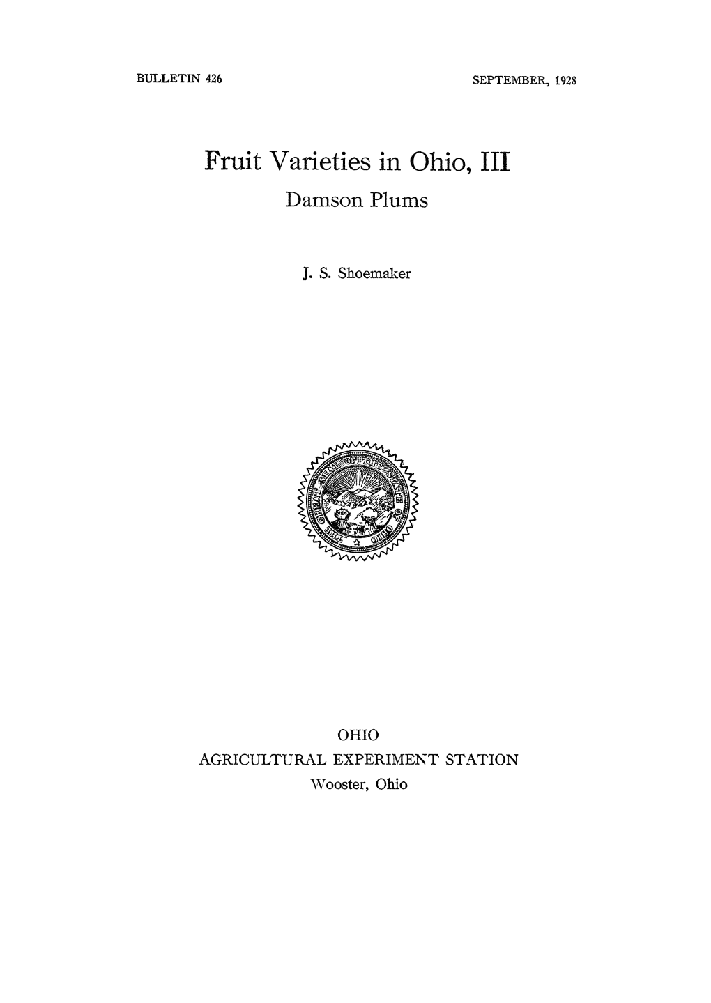 Fruit Varieties in Ohio, III Damson Plums