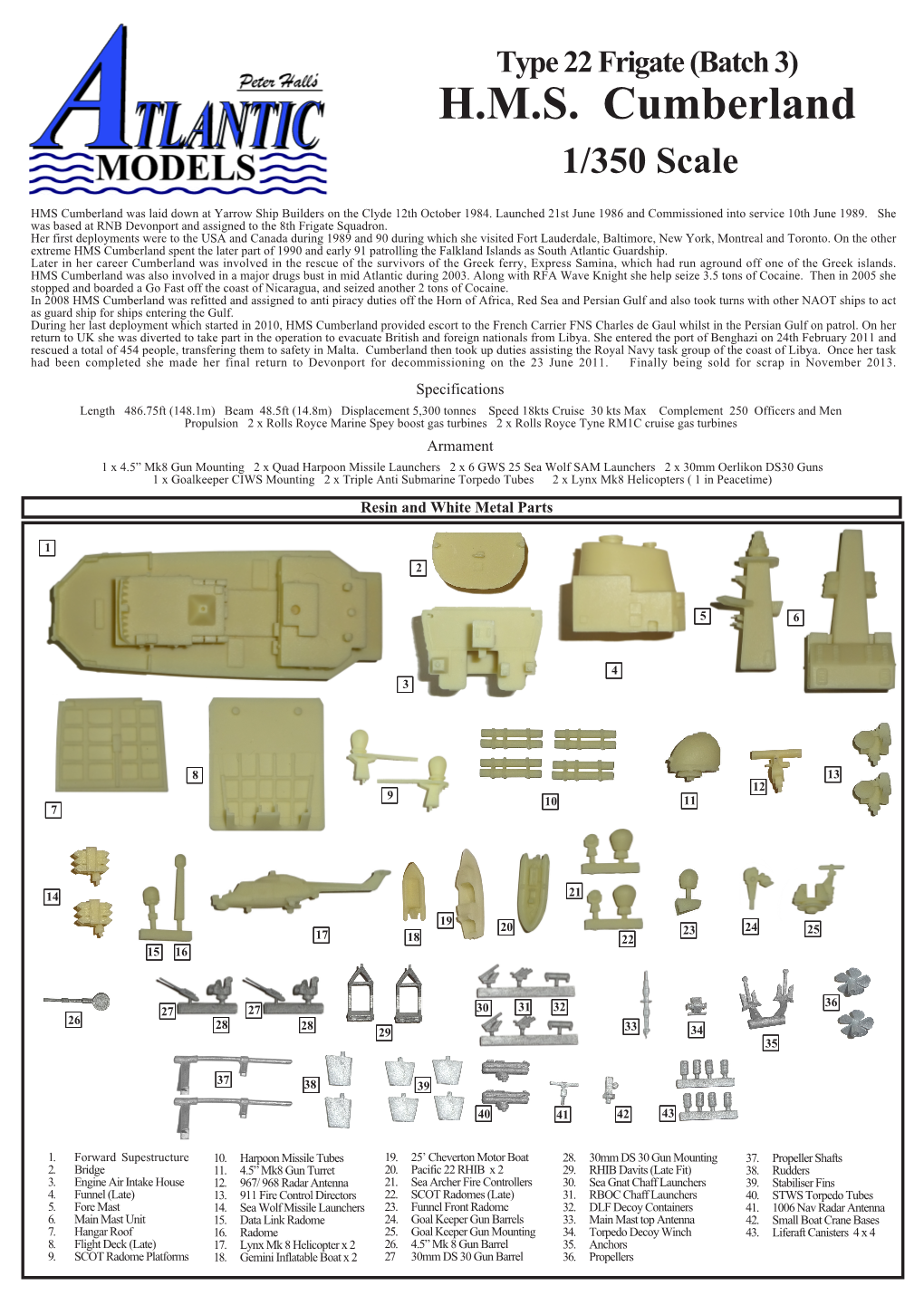 H.M.S. Cumberland 1/350 Scale