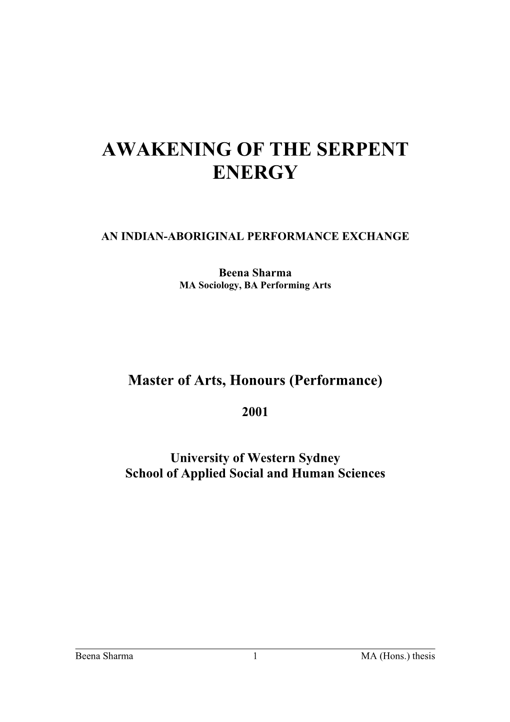 Awakening of the Serpent Energy