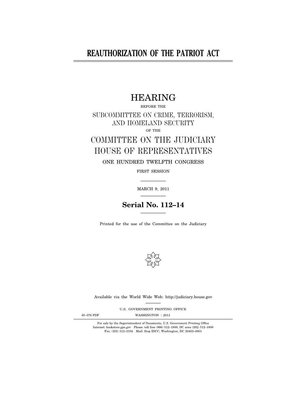 Reauthorization of the Patriot Act