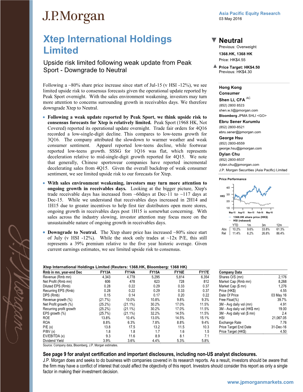 Xtep International Holdings Limited