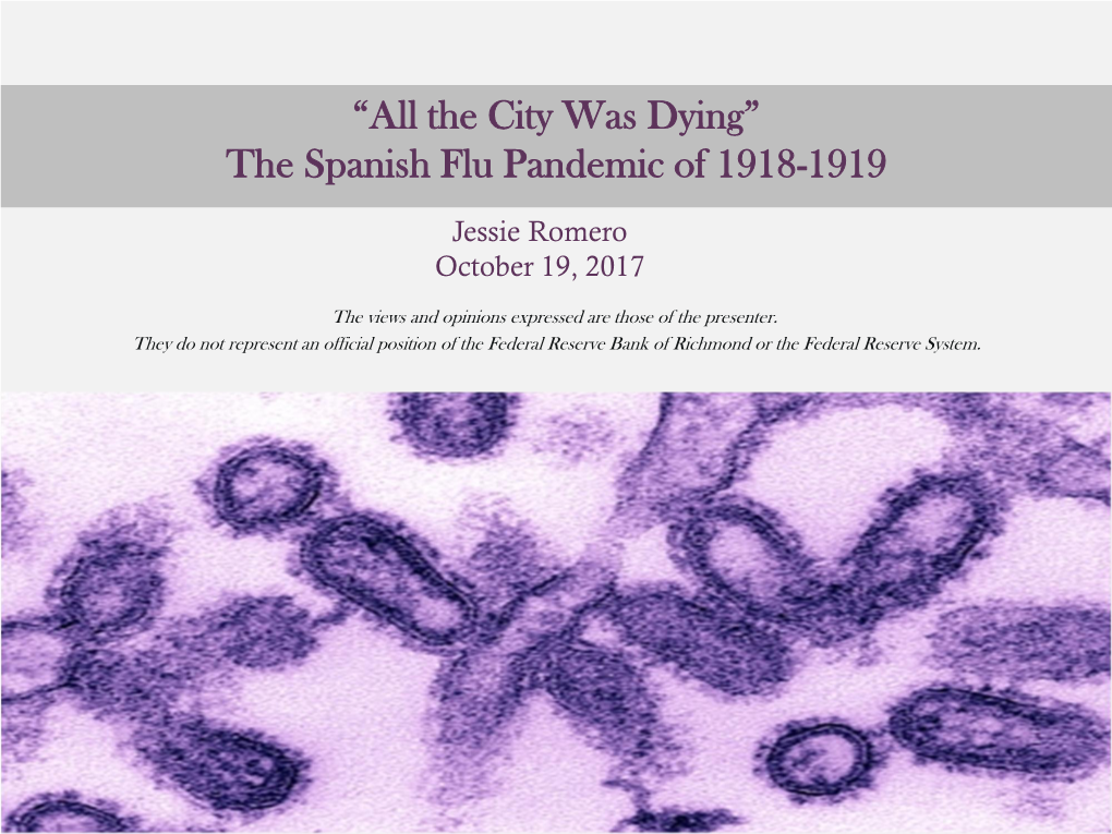 The Spanish Flu Pandemic of 1918-1919