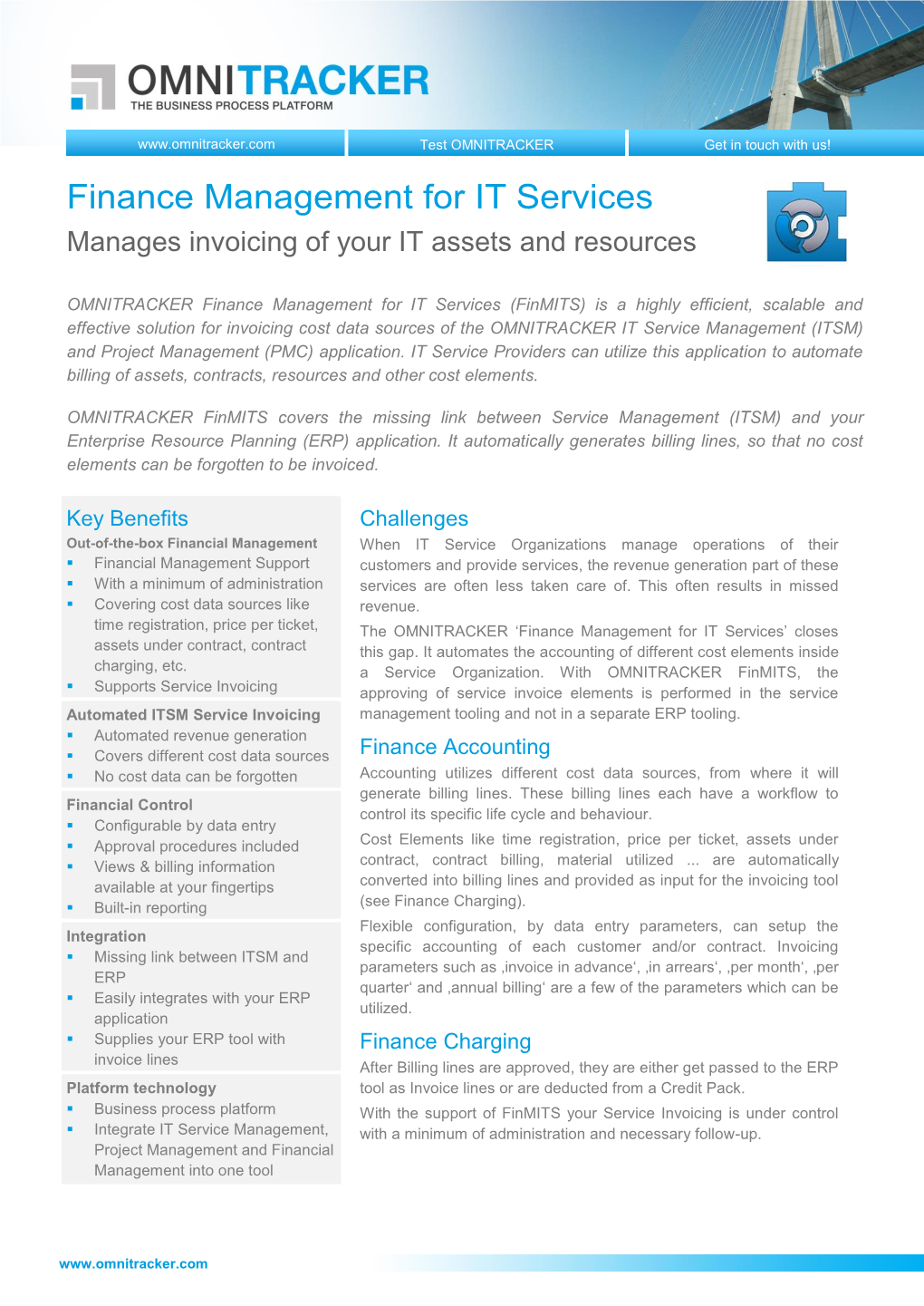 OMNITRACKER Finance Management for IT Services