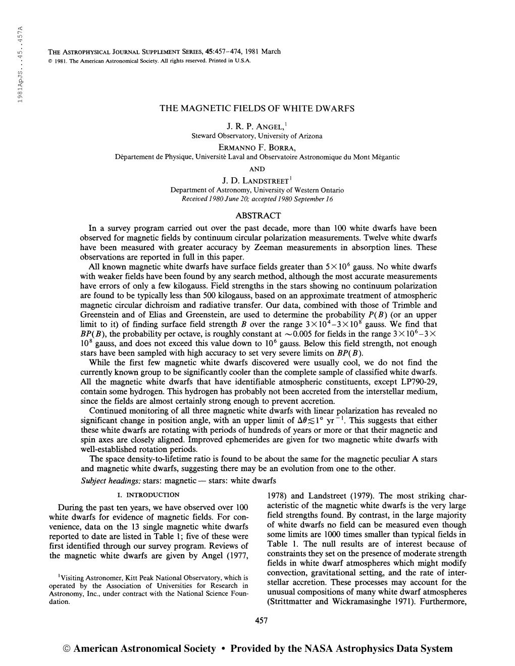 198Lapjs...45..457A the Astrophysical Journal Supplement