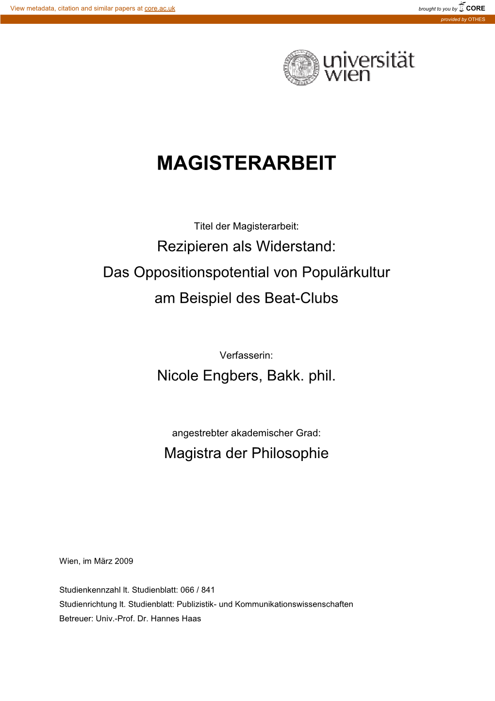 Magisterarbeit