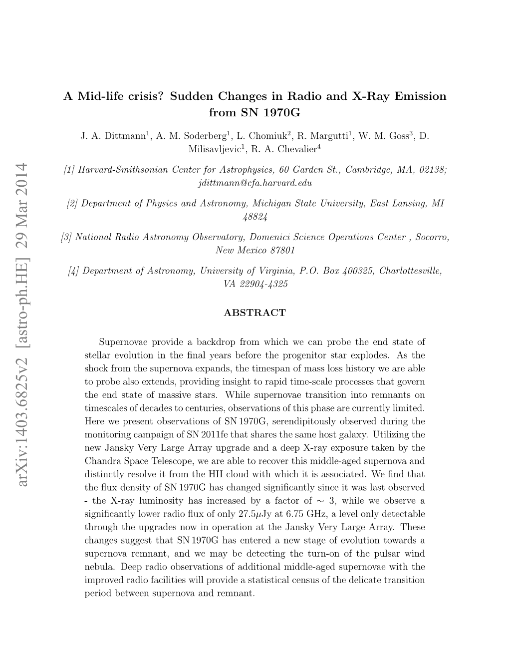 Arxiv:1403.6825V2 [Astro-Ph.HE] 29 Mar 2014