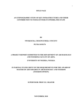 Title Page an Ethnographic Study of Key Infrastructures and Their