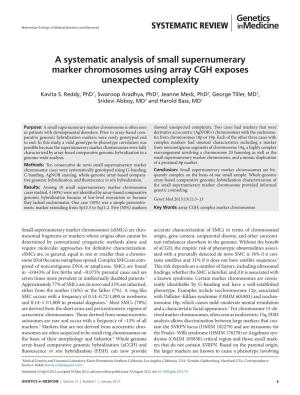A Systematic Analysis of Small Supernumerary Marker Chromosomes Using Array CGH Exposes Unexpected Complexity
