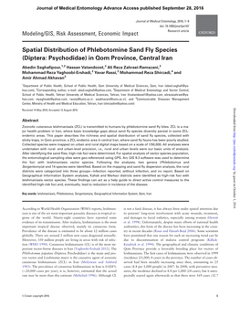 Spatial Distribution of Phlebotomine Sand Fly Species (Diptera: Psychodidae) in Qom Province, Central Iran