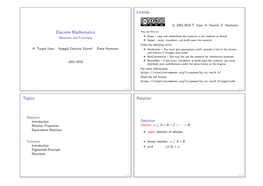 Discrete Mathematics License Topics Relation