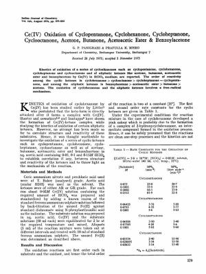 Ce(IV) Oxidation of Cyclopentanone, Cyclohexanone, Cycloheptanone, Cyc1ooctanone, Acetone, Butanone, Acetoacetic Ester & Benzoylacetone