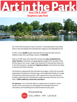 June 2 & 3, 2018 Stephens Lake Park Presented By