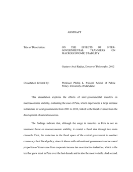 ABSTRACT Title of Dissertation: on the EFFECTS OF