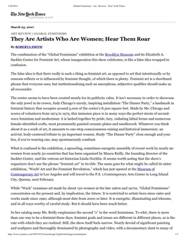 They Are Artists Who Are Women; Hear Them Roar